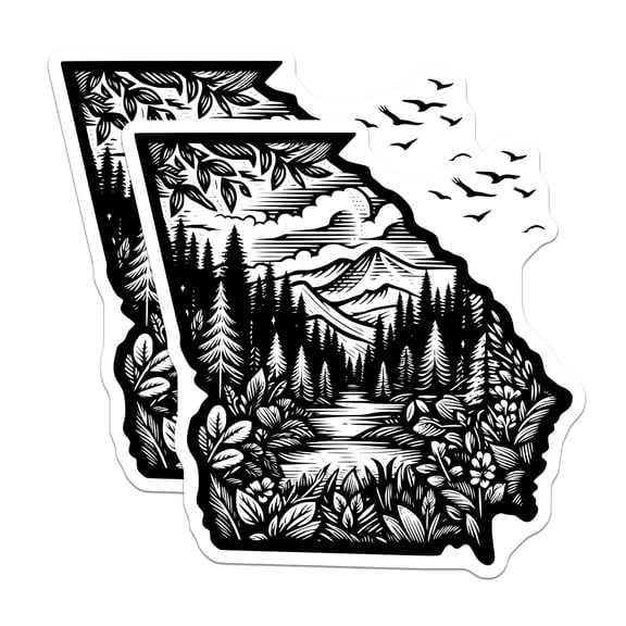 (2 Pack) Georgia State Magnets - Mountain Forest Landscape - State Pride Souvenir - 5" On Longest Side - Premium Magnet - for Cars, Refrigerators, Toolboxes, Lockers - Made in USA - MAG18857