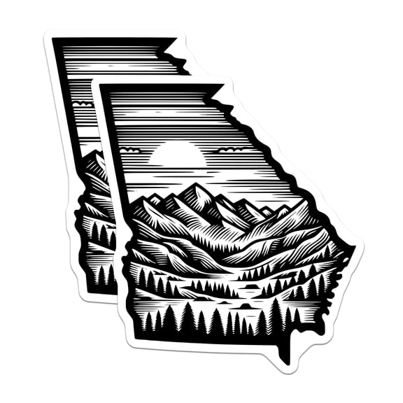 (2 Pack) Georgia State Magnets - Mountain Scene - Souvenir Refrigerator Magnets - 5" On Longest Side - Premium Magnet - for Cars, Refrigerators, Toolboxes, Lockers - Made in USA - MAG17452