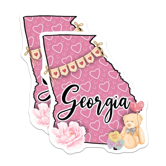 (2 Pack) Georgia State Magnets - Southern Home Decor - Teddy Bear Love Magnets - 5" On Longest Side - Premium Magnet - for Cars, Refrigerators, Toolboxes, Lockers - Made in USA - MAG17829
