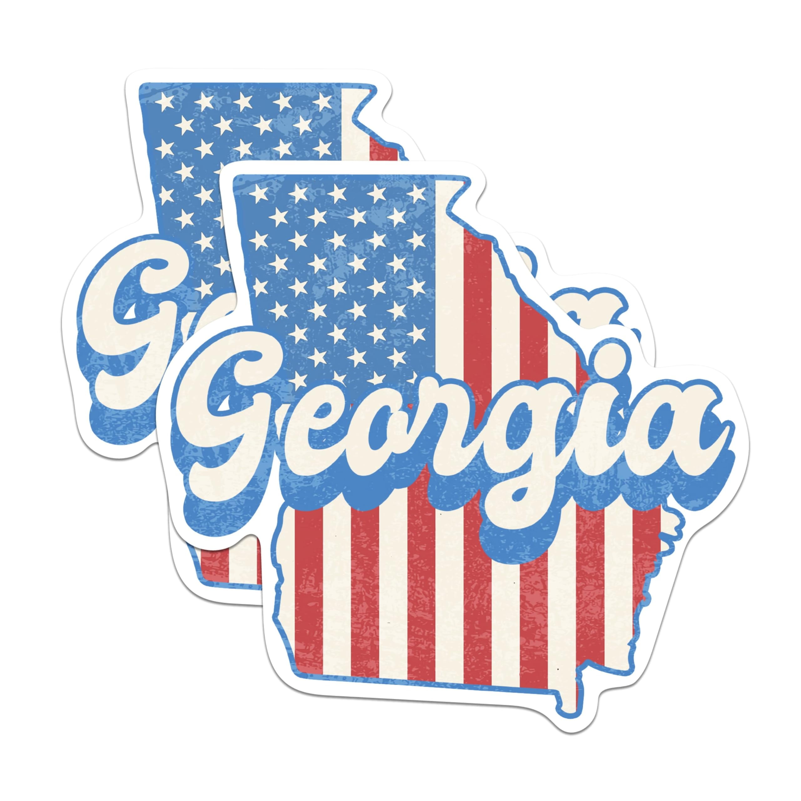 (2 Pack) Georgia State Outline Magnets - GA State Shape with USA Flag ...