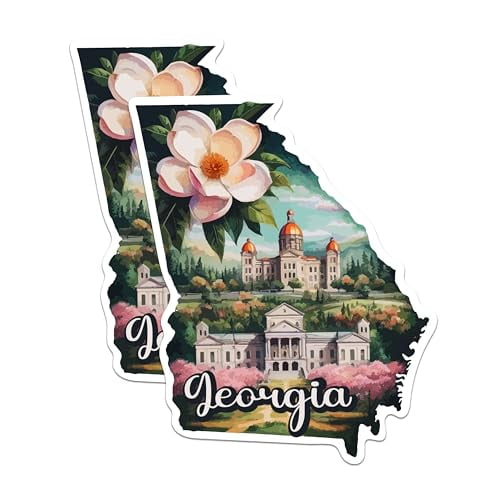(2 Pack) Georgia State Shape Magnets - GA State Magnet - Choose from 50 States - 5" On Longest Side - Premium Magnet - for Cars, Refrigerators, Toolboxes - Made in USA - MAG1246