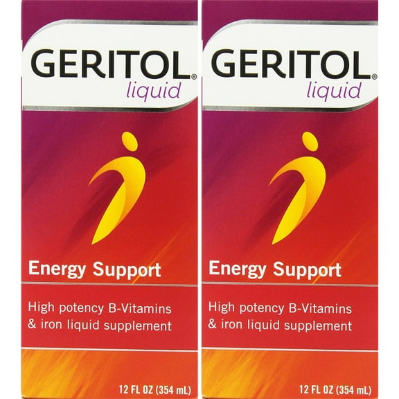 2 Pack Geritol liquid High Potency Vitamin & Iron Supplement 12oz Each