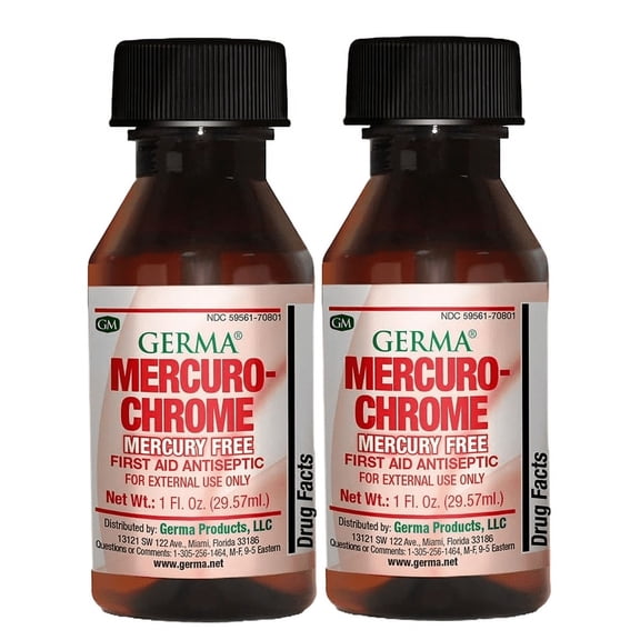 2 Pack Germa Mercurochrome Antiseptic Skin Cuts Burns Mercurocromo Antiseptico