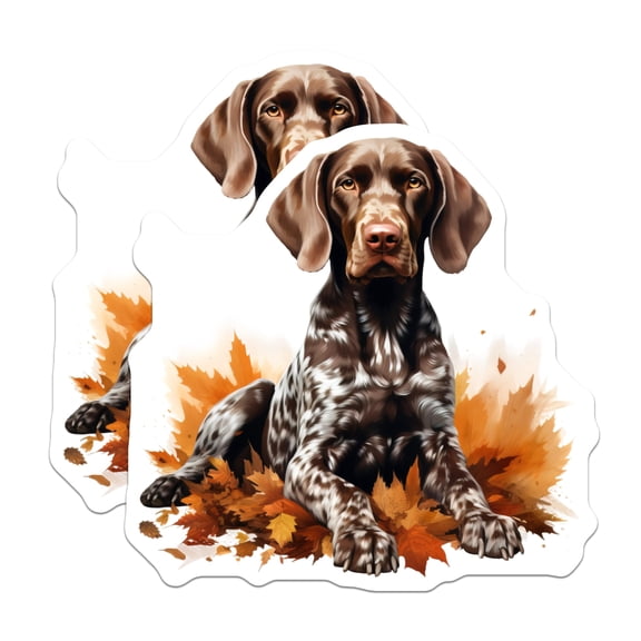 (2 Pack) German Shorthaired Pointer Magnets - Autumn Dog Art - Pet Lover Decor for Owners - 5 Inches On Longest Side - Thick Durable Magnet - Made in USA - MAG28982