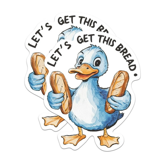 (2 Pack) Let's Get This Bread Duck - Funny Punny Duck Sticker - 5 Inches On Longest Side - Premium Vinyl - for Cars, Trucks, Skateboards, Laptops - Made in USA - BMCS0535