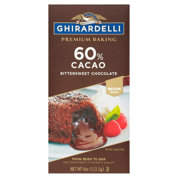 2 Pack - Ghirardelli Chocolate Baking Bar Premium Bittersweet Chocolate 60% Cacao 4 oz Package May Vary