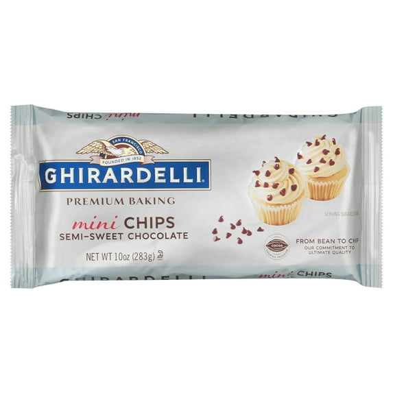 2 Pack - Ghirardelli Chocolate Baking Chips Premium Semi-Sweet Chocolate Mini Chips 10 oz Package May Vary