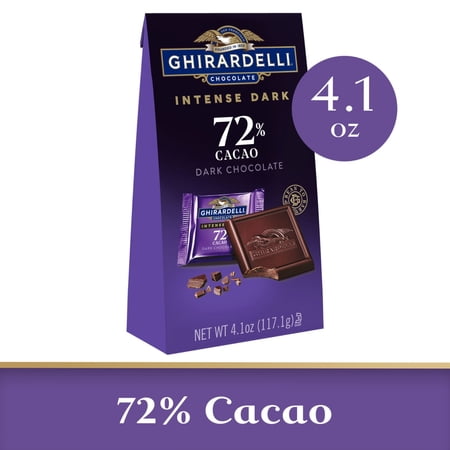 Ghirardelli Intense Dark Chocolate Squares 72% Cacao Candy Bag 4.1 oz - Pack of 2