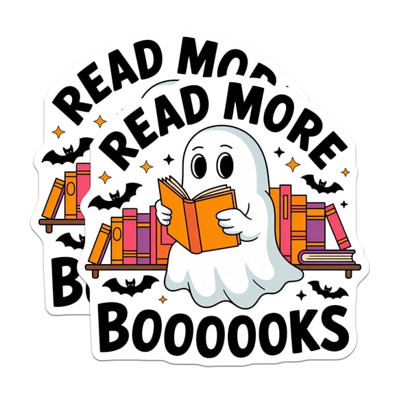 (2 Pack) Ghost Reading Books Magnets - Halloween Bookworm Decor - Spooky Literary Reader - Cute Ectoplasm Library Enthusiast - 5 Inches On Longest Side - Thick Durable Magnet - Made in USA - MAG19395
