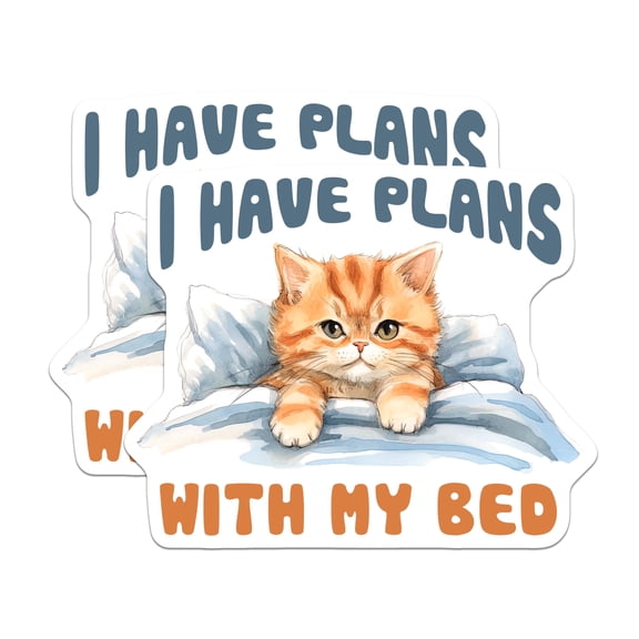(2 Pack) Ginger Cat Magnets - Cozy Kitten Decor - I Have Plans with My Bed Cute Magnets - 5" On Longest Side - Premium Magnet - for Cars, Refrigerators, Toolboxes, Lockers - Made in USA - MAG14889