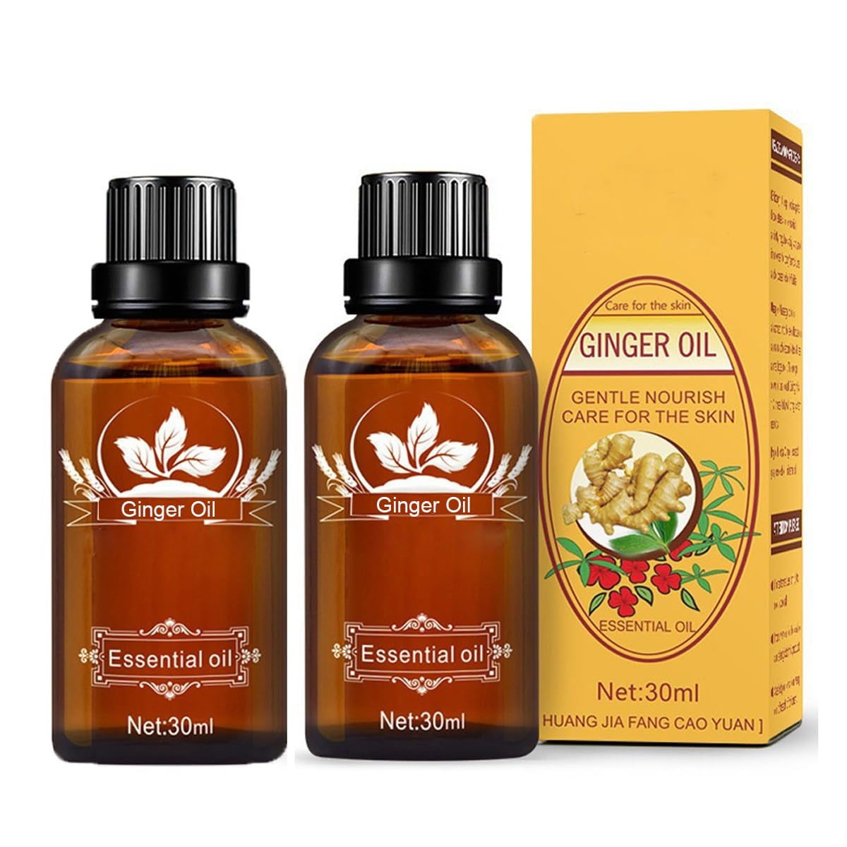 2 Pack Ginger Oil IRF13 for Lymphatic Drainage, Ginger Essential Oil ...