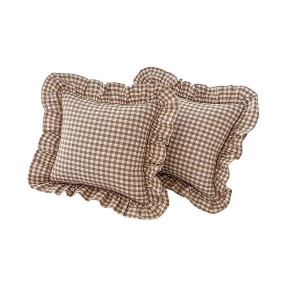 2 Pack Gingham Throw Pillow Covers Decorative Ruffle Square Pillow Covers for Couch Farmhouse Pillow Covers for Living Room Bedroom Home Decor