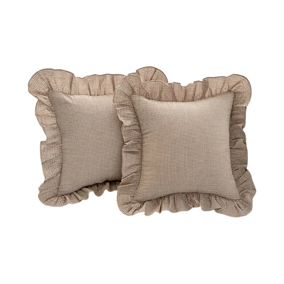 2 Pack Gingham Throw Pillow Covers Decorative Throw Pillow Covers Ruffled Plaid Square Pillow Covers for Farmhouse Living Room Couch Bedroom Decor