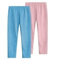 thumbnail image 1 of 2 Pack Girl's Leggings Full Length Stretchy Tight Pants Solid Color Comfy Cozy Pull on Leggings for Girls Cute Tights Fall Pants for Kids Blue 9Y, 1 of 9