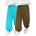 thumbnail image 1 of 2-Pack Girls Baggy Modal Lounge Pants Comfy Elastic Waist Playwear Trousers with Pockets for Kids 2-12Y, 1 of 3