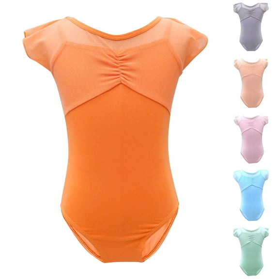 2 Pack Girls Ballet Leotards Size 2-15 One-Piece Short Sleeve Bodysuits Toddlers Teens Solid Soft Stretchy Slim-Fit Dance Jumpsuits 2025