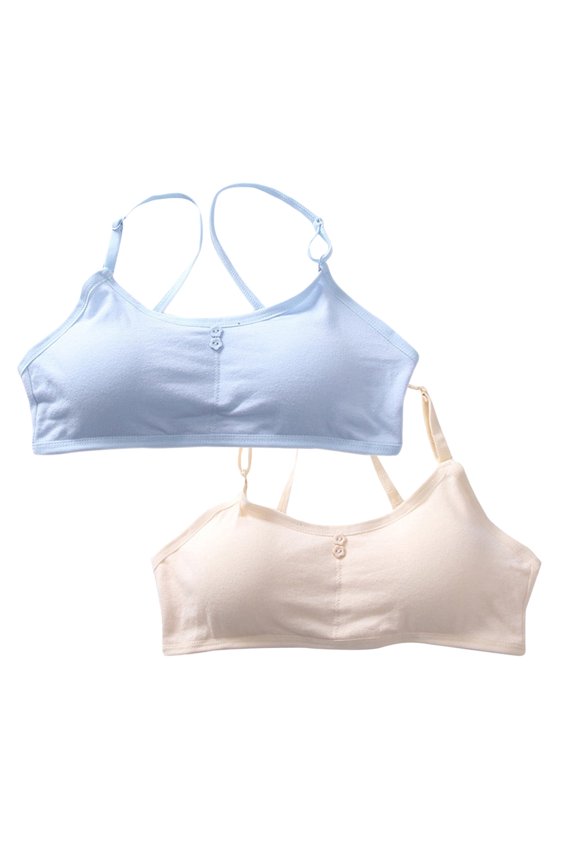 2 Pack Girls Bra Comfort Flex Fit Seamless for Girl Teens with Adjustable Straps, Pull-on Design Sports Training Bra (Little Girls & Big Girls)