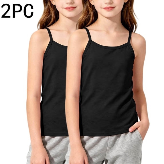 2 Pack Girls Camisole Tank Tops, Soft Spaghetti Strap Cami Shirts for ...