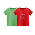 thumbnail image 1 of 2-Pack Girls Cute T-Shirt Kids Summer Short Sleeve Tops Bear Casual Cotton Trendy Crew Neck Graphic Tees Loose Blouses, Watermelon Red, 1 Years, 1 of 3