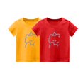 thumbnail image 1 of 2-Pack Girls Cute T-Shirt Kids Summer Short Sleeve Tops Bear Casual Cotton Trendy Crew Neck Graphic Tees Loose Blouses, Wine, 1 Years, 1 of 3