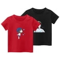 thumbnail image 1 of 2-Pack Girls Cute T-Shirt Kids Summer Short Sleeve Tops Casual Cotton Trendy Crew Neck Graphic Tees Loose Blouses, Black/Red, 9 Years, 1 of 2