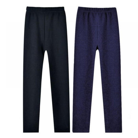 2 Pack Girls Fleece Leggings Toddler Warm Winter Fleece Lined Leggings for Girls in 2-13 Years