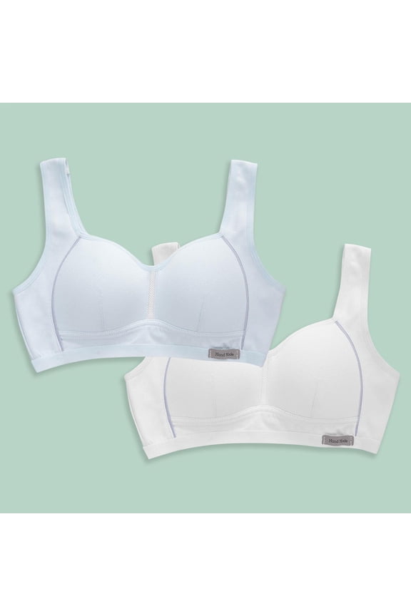 2 Pack Girls Sports Bra, Crop Tops for Girls, Cotton Girls Bra, Kids Bra, Girls Vest Tops, Teenage Bra, Girls Underwear 8-15 Years Old Light Blue 8-9 Years