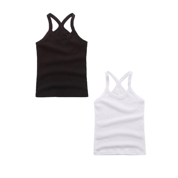 2 Pack Girls Tank Tops Girls Undershirts Soft Cotton Kids Sleeveless Dance Tank Tops for Gymnastics Ballet
