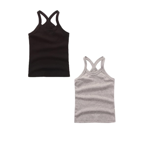 2 Pack Girls Tank Tops Girls Undershirts Soft Cotton Kids Sleeveless Dance Tank Tops for Gymnastics Ballet