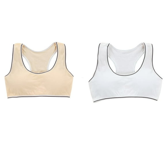2 Pack Girls Training Bra Bralette, SILVERCELL Teens Girl Casual Wireless Padded Bra Racerback Vest Sports Bra 8-16 Years