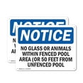 thumbnail image 1 of (2 Pack) No Glass Or Animals Within Fenced Pool Area OSHA Notice Sign 24 Inch X 18 Inch Plastic Sign, Weather Resistant, UV Protected for Workplace, Business, and Construction Site,, 1 of 8