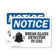 thumbnail image 1 of (2 Pack) Glass Break Detector In Use OSHA Notice Sign 18 Inch X 12 Inch Plastic Sign, Weather Resistant, UV Protected for Workplace, Business, and Construction Site, Made in the USA, 1 of 8