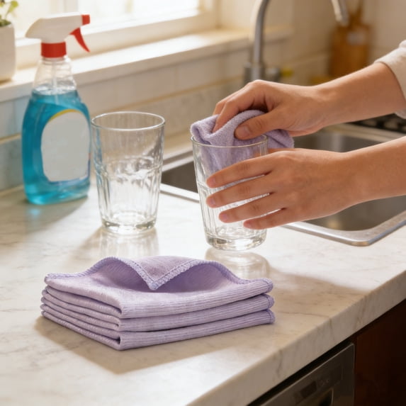 2 Pack Glass Cleaning Cloths Microfiber Polishing Towels,Super Absorbent Lint-Free Gentle Scrubbing Reusable,Streak-Free Cleaning for Windows Mirrors Kitchen Car Furniture Surfaces-30x30cm