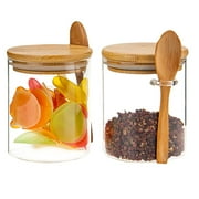 2-Pack Glass Containers with Bamboo Lids,Glass Jars,Glass Food Storage Jars Containers,Kitchen Canisters for Candy,Cookie,Coffee,Sugar,Tea,Nuts