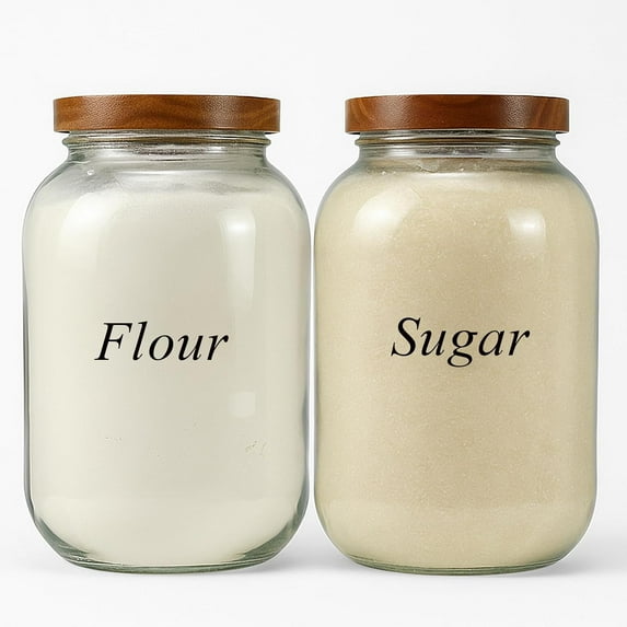 2 Pack Glass Flour Sugar Storage Containers with Acacia Wooden Lid, 1 Gallon Glass Jars with Airtight Lid, Wide Mouth Large Mason Jars 128oz for Rice, Pasta, Oats, Coffee Storage
