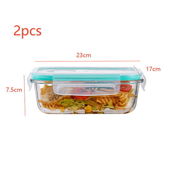 2 Pack Glass Food Containers with Lids, 50.7 oz Airtight Glass Meal Prep Containers with Vented Lids for Kitchen Storage, Microwave Oven Freezer Safe Tempered, Ideal for Food Storage and Serving