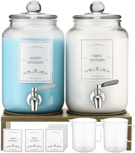 2-Pack Glass Laundry Detergent Dispenser with Stand, 106oz Leak-Proof Glass Fabric Softener Dispenser- Laundry Soap Dispenser-Reusable Container for Kitchen & Bathroom Storage - Walmart.com