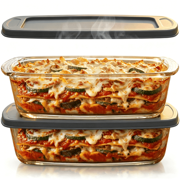 2-Pack Glass Loaf Pan with Lids – Deep 1.9 QT, Clear Baking Dish, Wide Handles, Oven to Fridge