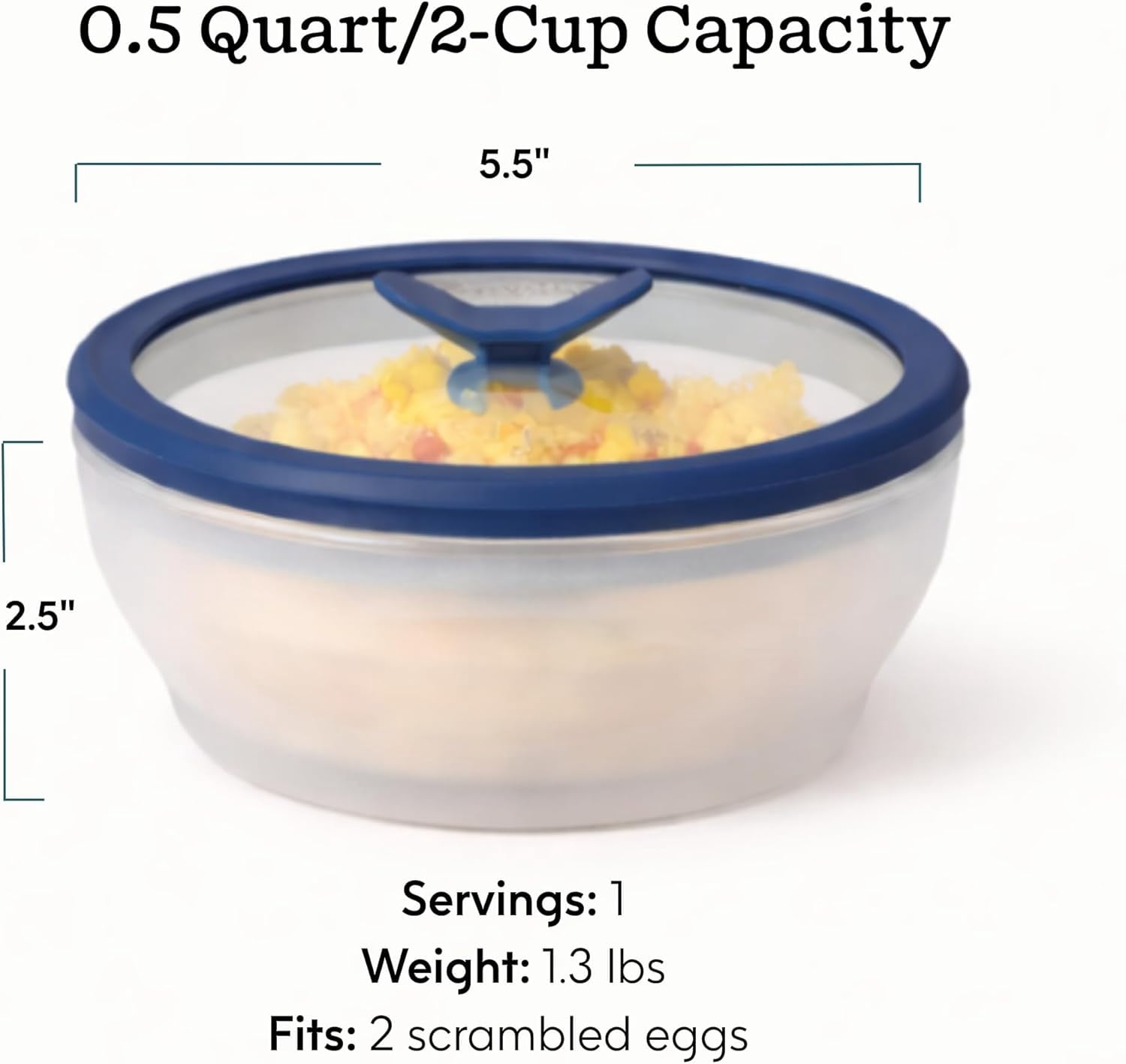 2-Pack Glass Microwave  Cooker -  Plastic- Poacher for Scrambled Eggs & Meal Prep with Vented Lid