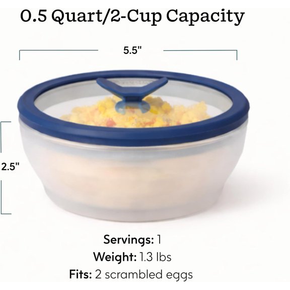 2-Pack Glass Microwave Egg Cooker -  Plastic-Free Poacher with Stackable Storage