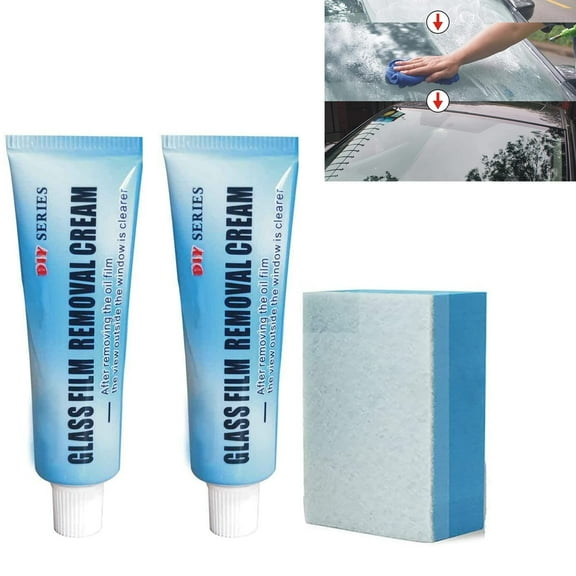 2-Pack Glass Oil Film Remover Kit 30ml – Car Window and Mirror Cleaner, Removes Stubborn Film, Restores Clarity, Anti-Fog Glass Polish for Windshield and Mirrors