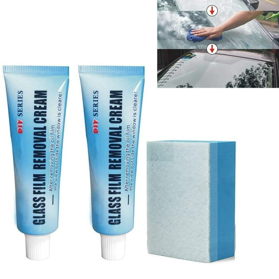 2-Pack Glass Oil Film Remover Kit 30ml – Car Window and Mirror Cleaner, Removes Stubborn Film, Restores Clarity, Anti-Fog Glass Polish for Windshield and Mirrors