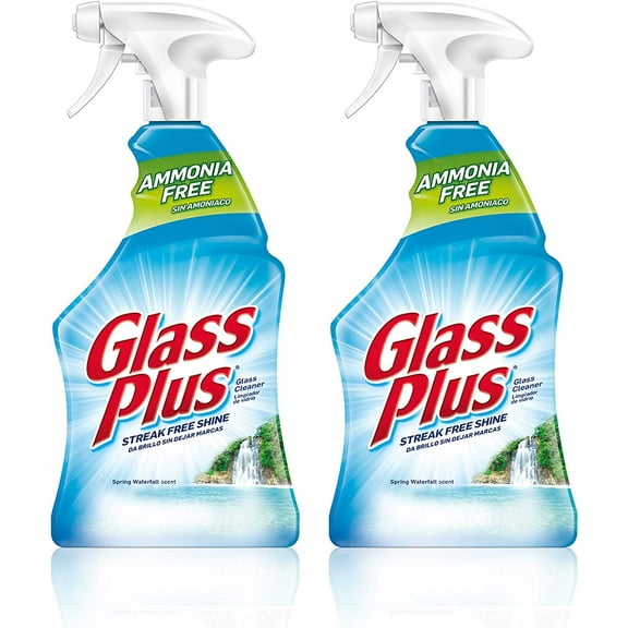 2 Pack Glass Plus Glass Cleaner Streak Free Shine, Spray Ammonia-Free 32 Oz Each
