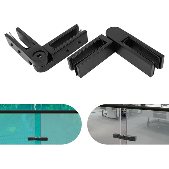 2 Pack Glass Railing Clamp Matte Black Stainless Steel Glass Railing Clamp with Adjustable Angle 90-180 for Fence Glass, Balustrade, Balcony Deck