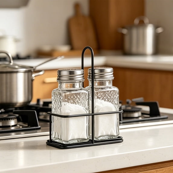 2 Pack Glass Salt and Pepper Shakers Set, Vintage Salt Pepper Shakers With Lid, For Home Dining Table, Restaurant, Farmhouse, Kitchen Accessories