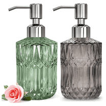 2 Pack Glass Soap Dispenser, 15.2 OZ Bathroom Soap Dispenser with Pump, Liquid Hand Soap Dispenser, Kitchen Soap Dispenser