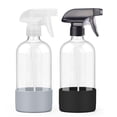 2 Pack Glass Spray Bottles with Silicone Sleeve, 16 oz Empty Refillable ...