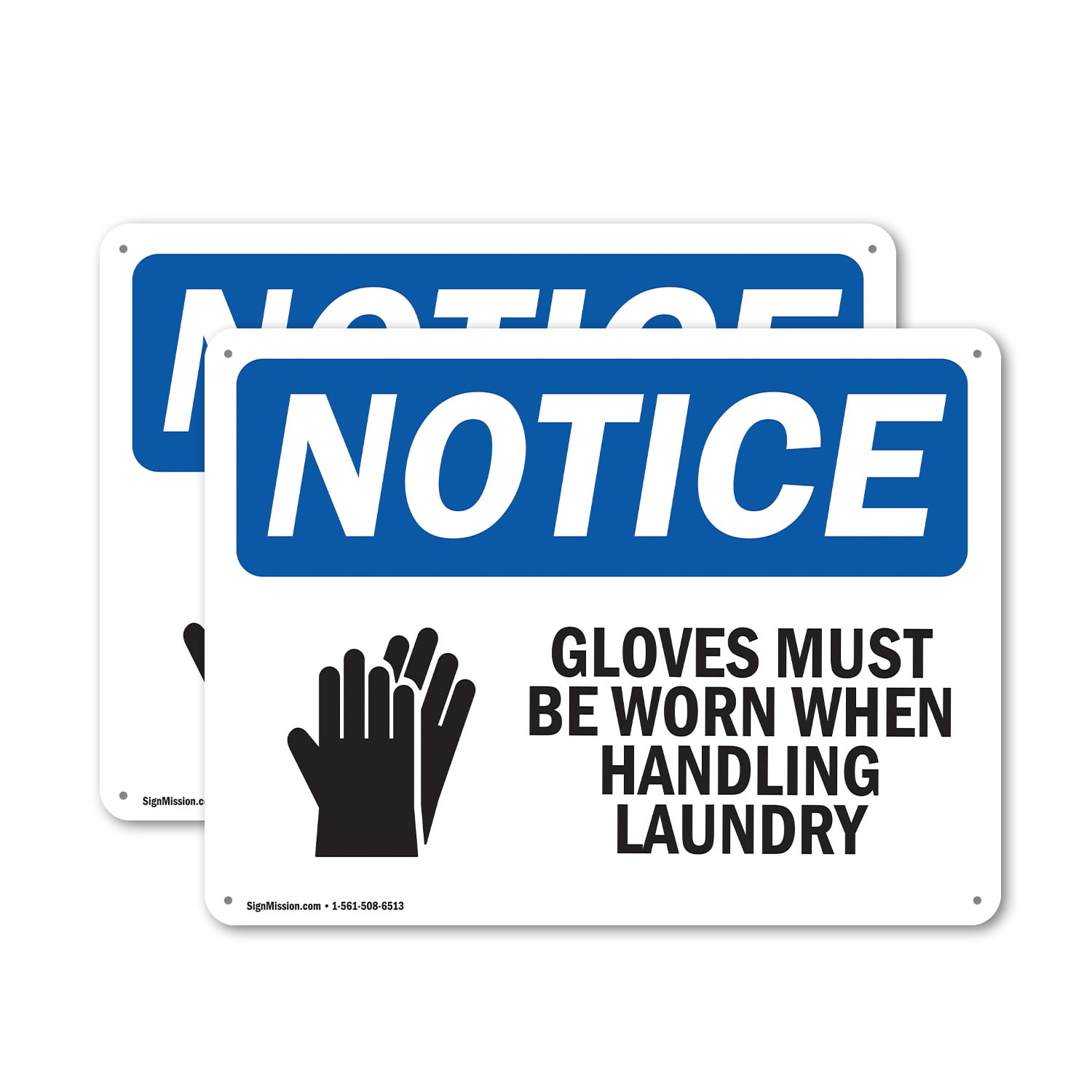 (2 Pack) Gloves Must Be Worn When Handling OSHA Notice Sign 24 Inch X ...