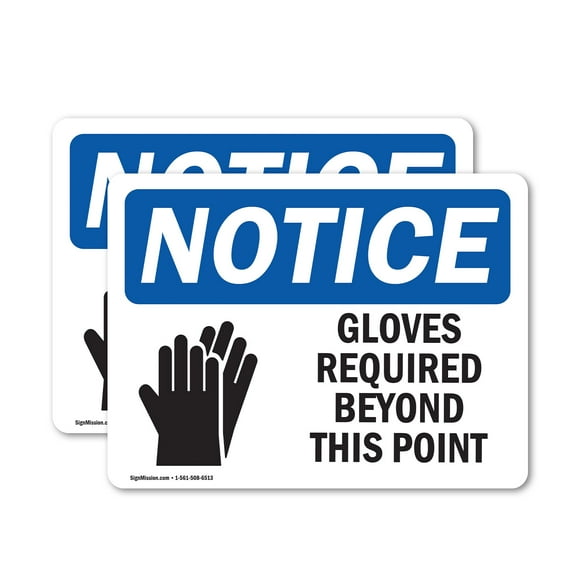 (2 Pack) Gloves Required Beyond This Point Sign