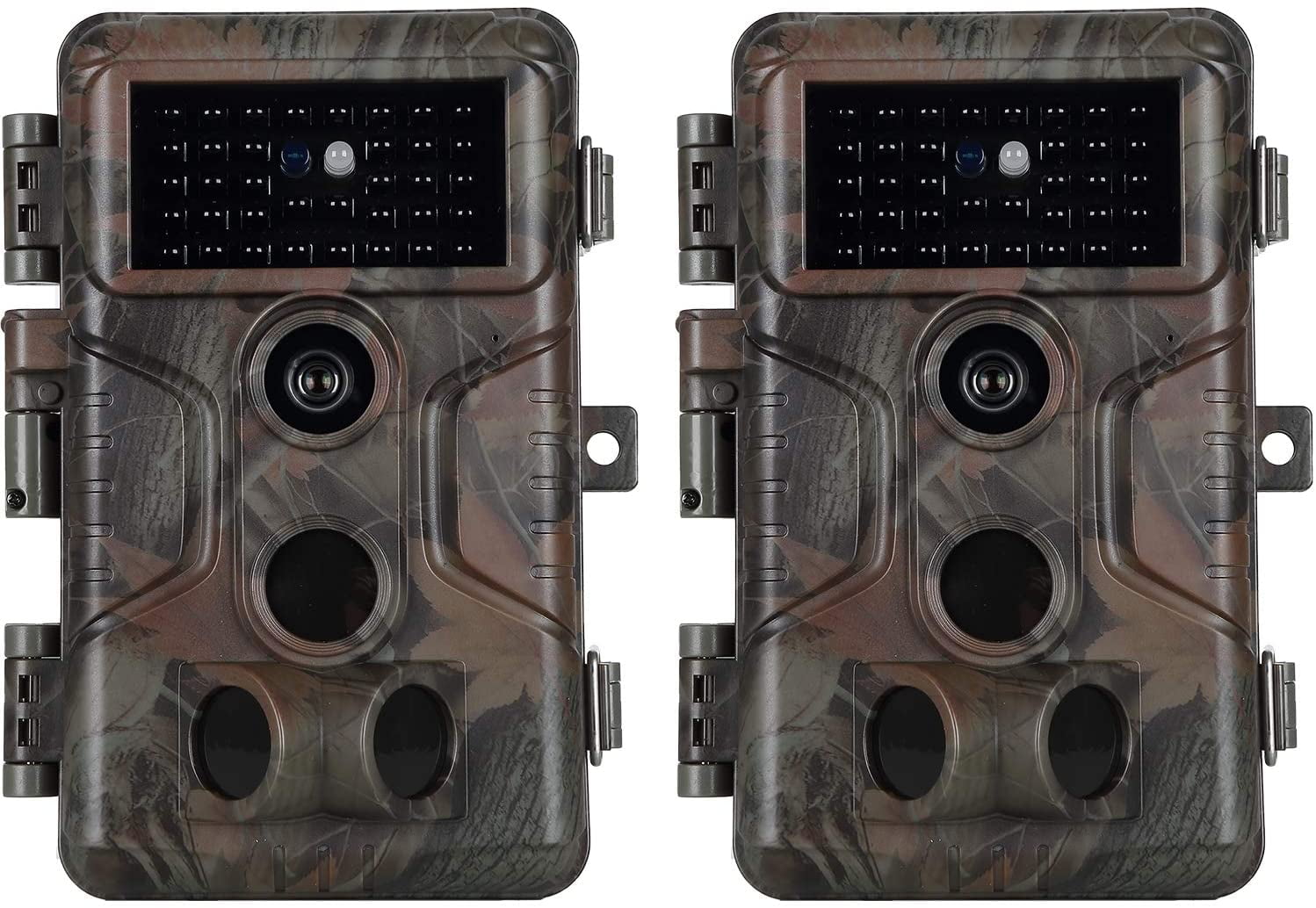 2-Pack No Glow Game & Deer Trail Cameras 24MP 1296P H.264 Video 100ft Night Vision Motion Activated 0.1S Trigger Speed Waterproof Farm & Yard Cameras for Home Surveillance & Outdoor Wildlife Hunting
